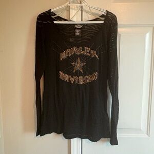 Harley-Davidson Black Long Sleeve Blouse